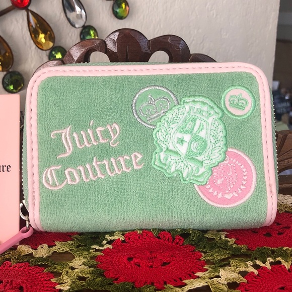 Juicy Couture Handbags - NWT Juicy Couture Retro Green Juicy Girl Rule Zip Around Wallet
